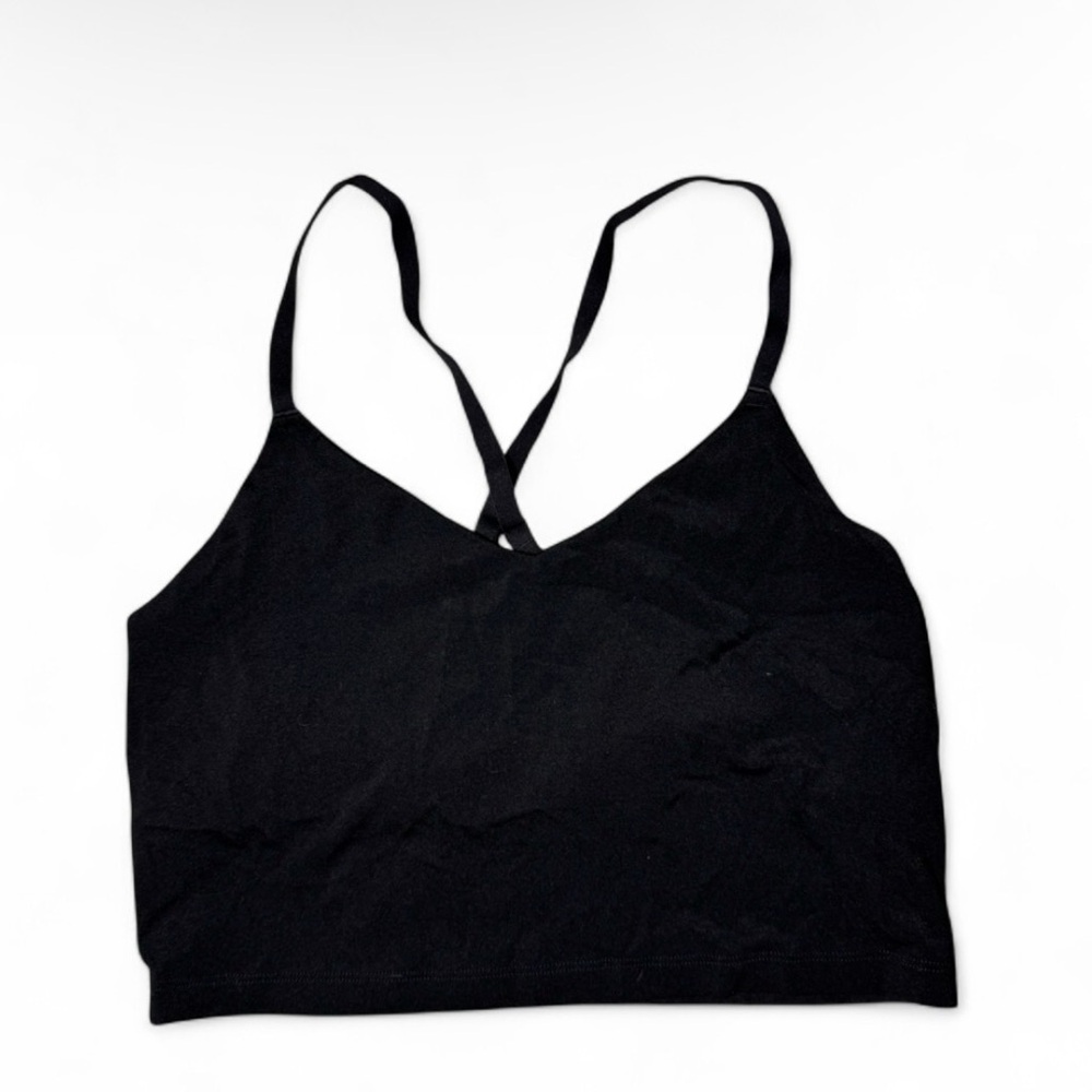 Aerie black crop top tank top sports bra top 🤍